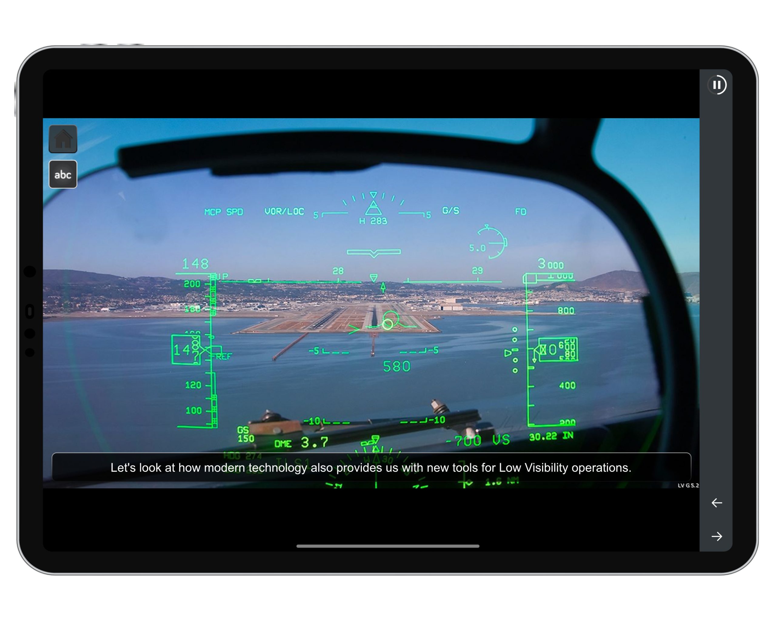 Screenshot showing Low Visibility Operations for the airline flight crew and flight instructors.