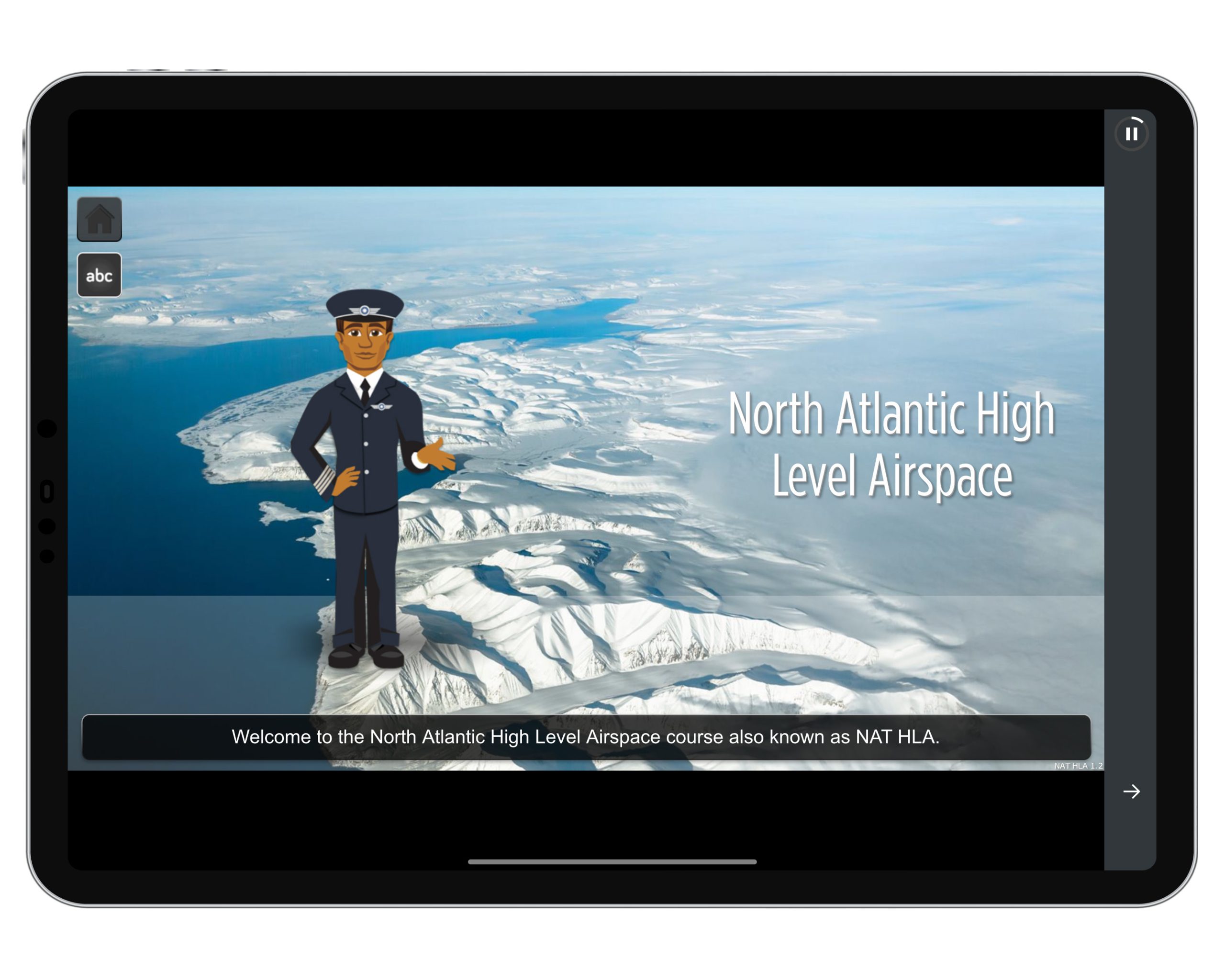 Screenshot showing North Atlantic Operations High Level Airspace course for the airline flight crew and flight instructors.