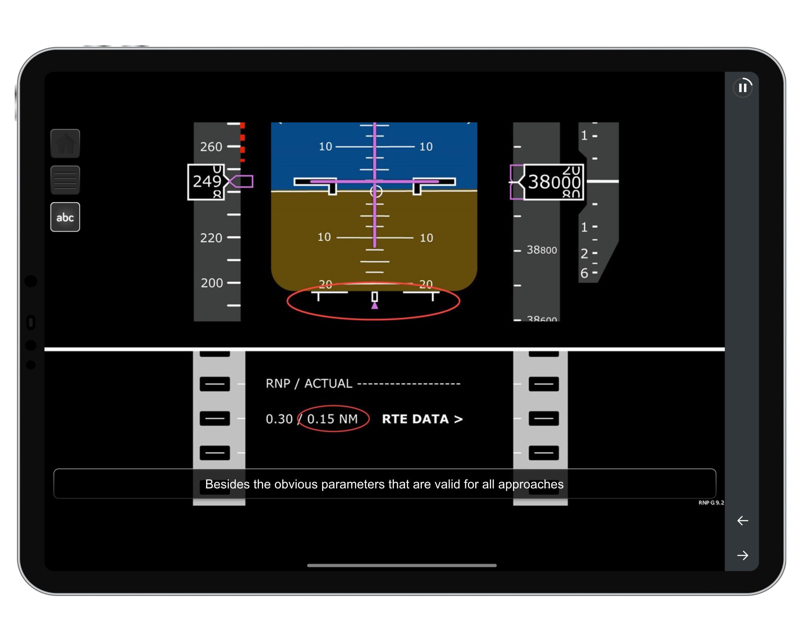 Screenshot showing Required Navigation Performance course for the airline flight crew and flight instructors.