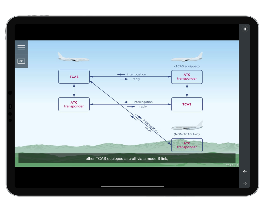 Screenshot showing Traffic Collision Avoidance System course for the airline flight crew and flight instructors. 